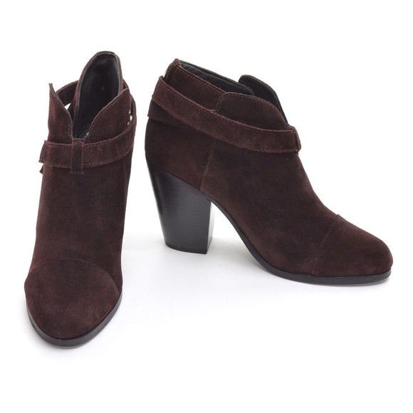 rag & bone Harrow Burgundy Suede Strap Booties 40 / 10 - Picture 2 of 7